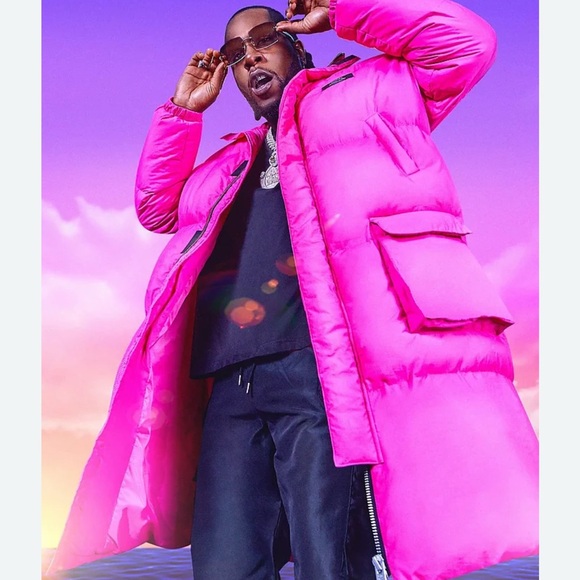 Boohoo Mens Other - Burna Boy 4 Pocket Longline Hooded Puffer Coat